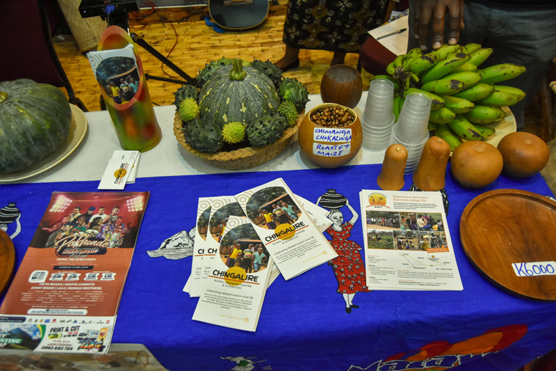 A display of food and other items at the Chingalire Village pavillion at Takulandirani 2023