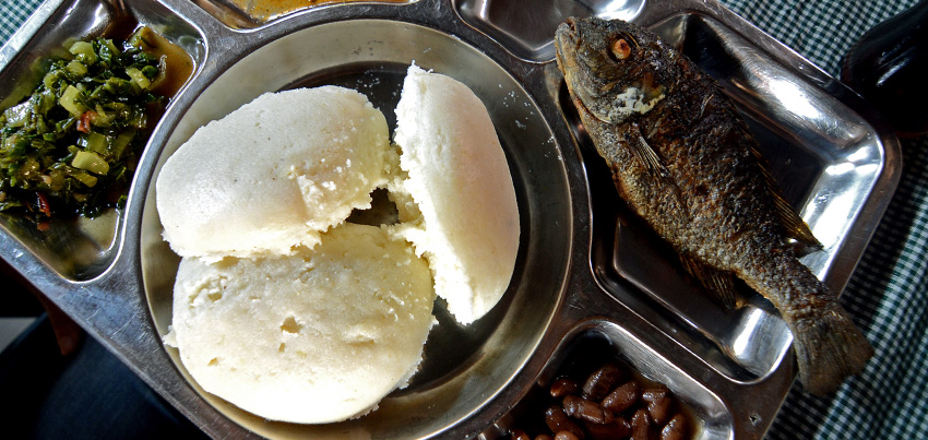 Nsima, Chambo, Beans and veggies on Malawi Night