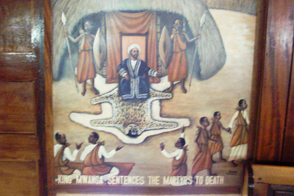 King Mwanga sentences the The 22 Uganda Martyrs at Namugongo