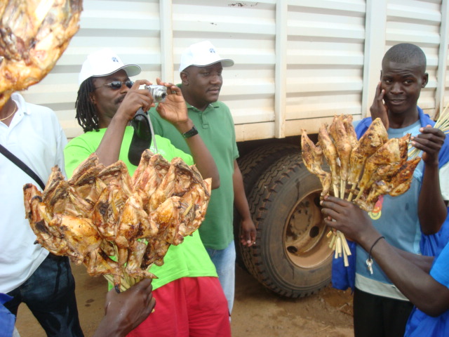 fried chicken along the Kampala Jinja Road