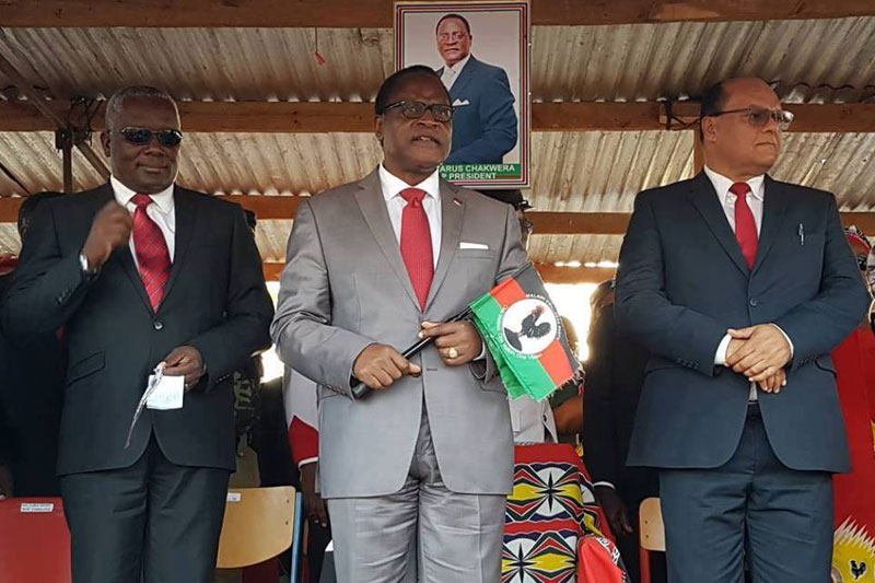 Malawi National Assembly speaker Richard Msowoya, Malawi Congress Party president Dr Lazarus Chakwera and Mohammed Sidik Mia