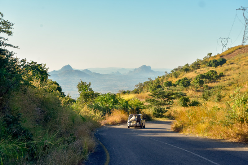 An overloaded Toyota Sienta in Khwekhwerere in Dedza Malawi